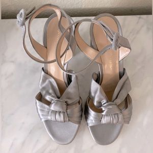 Gianvito Rossi Gray Loren Knotted Satin Ankle Strap Sandals Heels Pumps Sz 38
